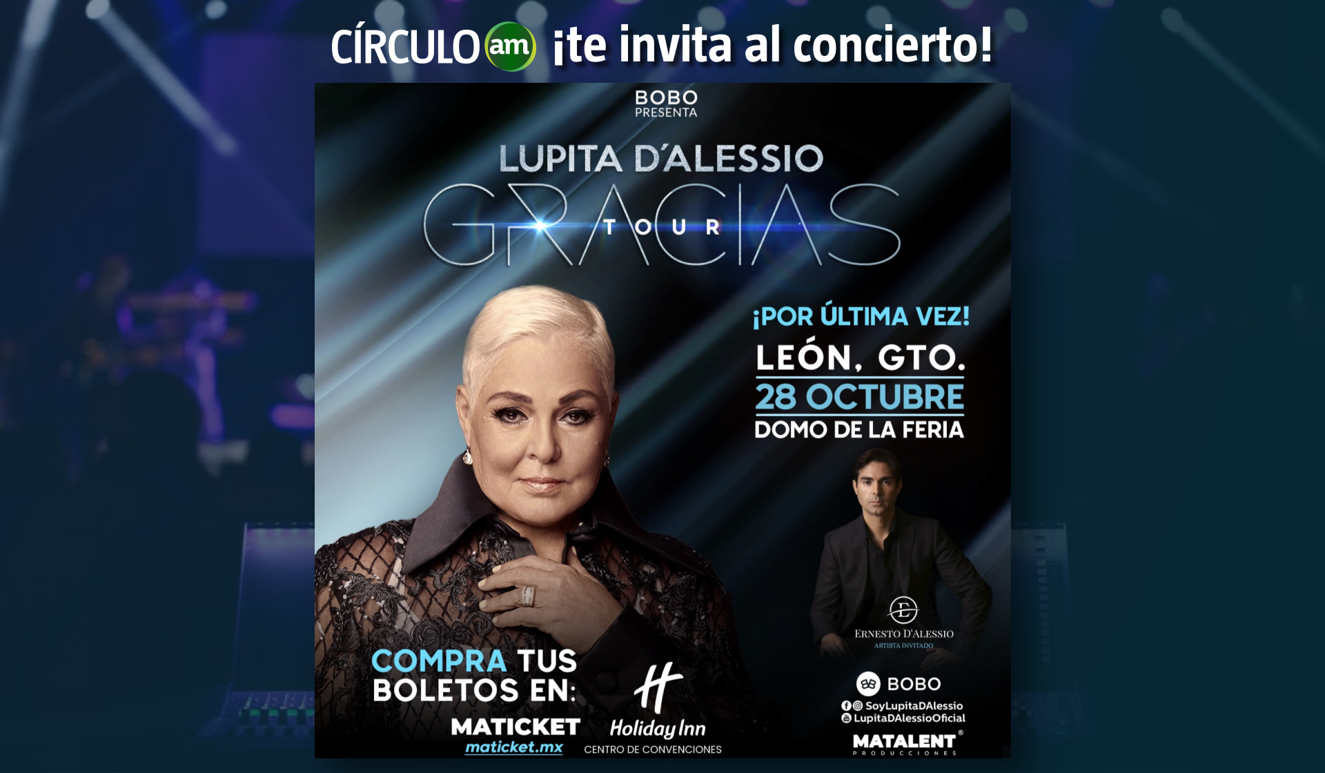 Lupita D'alessio en concierto boletos (Periódico AM) Circulo AM